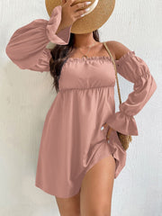 JuliaFashion-Pink Off Shoulder Elegant Tunic Dresses