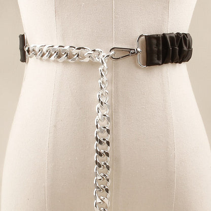 JuliaFashion - 2024 Punk Women Elastic Wide Belts Silver