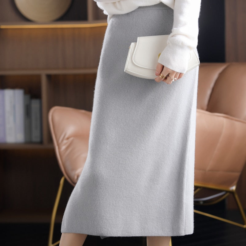 JuliaFashion-Casual Thick Cashmere Skirt