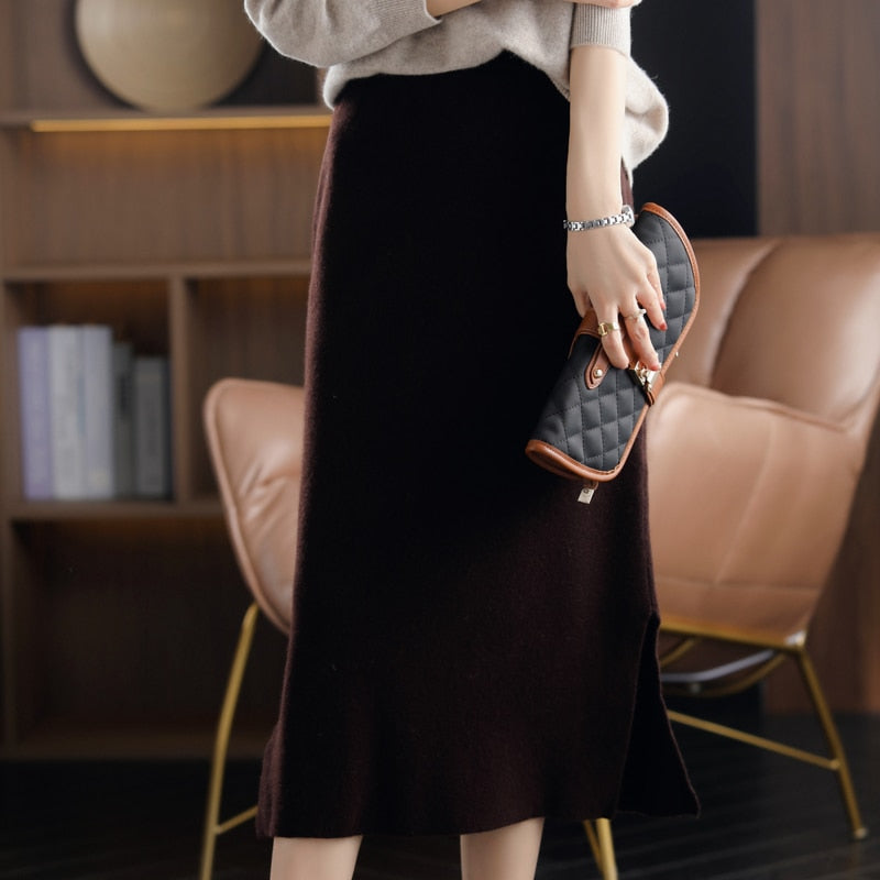 JuliaFashion-Casual Thick Cashmere Skirt