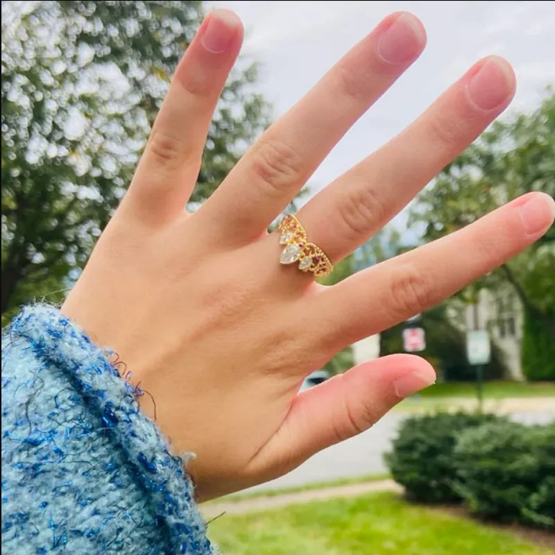 JuliaFashion - 2024 Princess Rapunzel Crown Gold Plated Ring