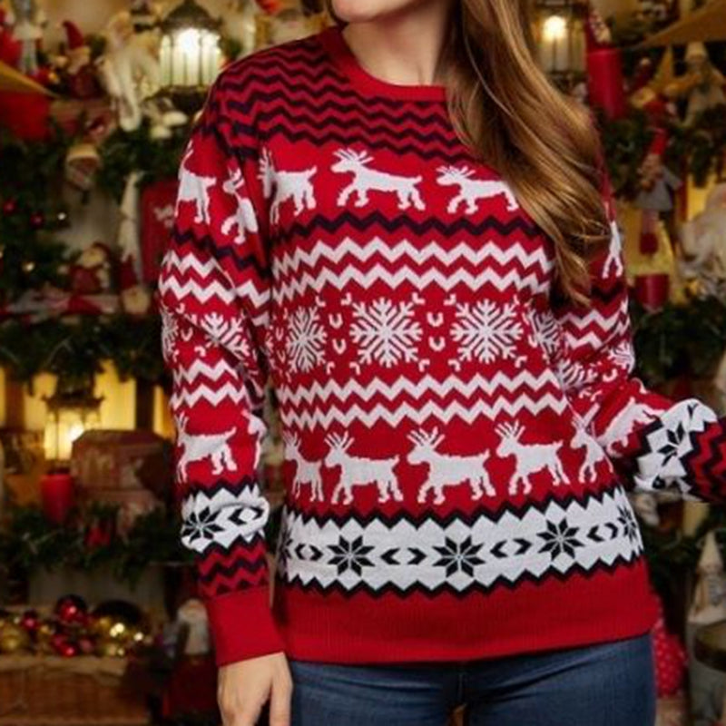 JuliaFashion-2024 New Year's Clothes Women Men Matching Sweaters Christmas Family Couples Jumpers