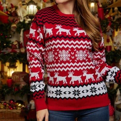 JuliaFashion-2024 New Year's Clothes Women Men Matching Sweaters Christmas Family Couples Jumpers