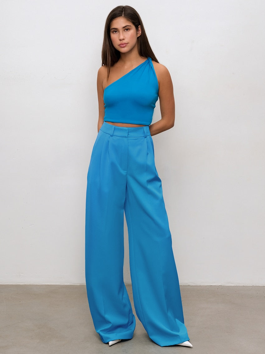 JuliaFashion-All-Match Pleated Casual Palazzo Pants