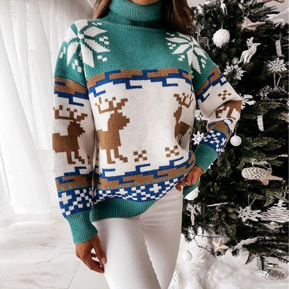 JuliaFashion-Knit Christmas Sweater Women Winter 2024 Pullovers