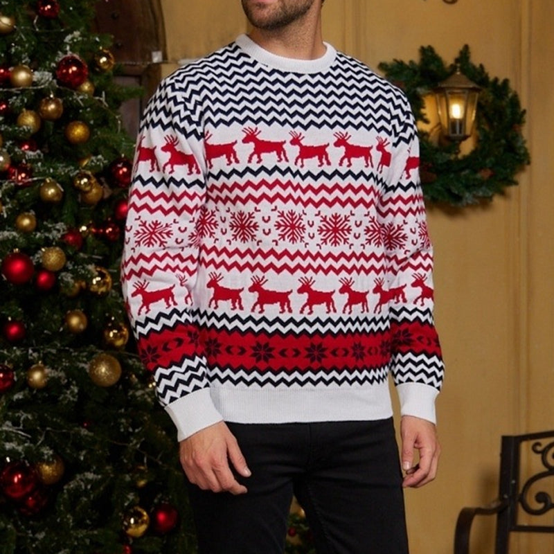 JuliaFashion-2024 New Year's Clothes Women Men Matching Sweaters Christmas Family Couples Jumpers