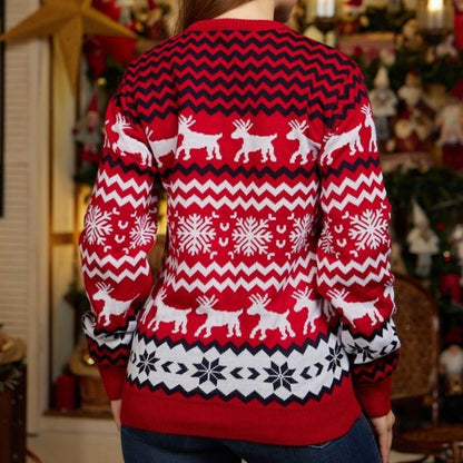 JuliaFashion-2024 New Year's Clothes Women Men Matching Sweaters Christmas Family Couples Jumpers