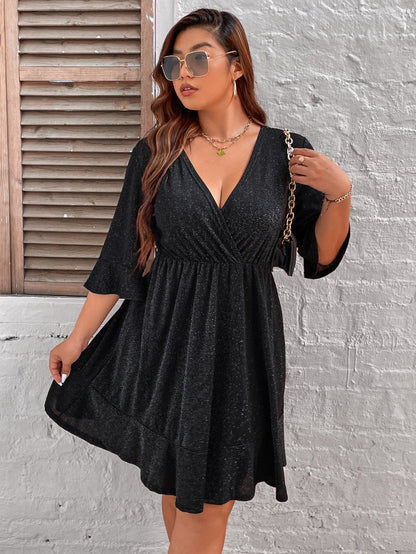 JuliaFashion-Chubby Half Sleeve V-Neck Elegant Party Dresses