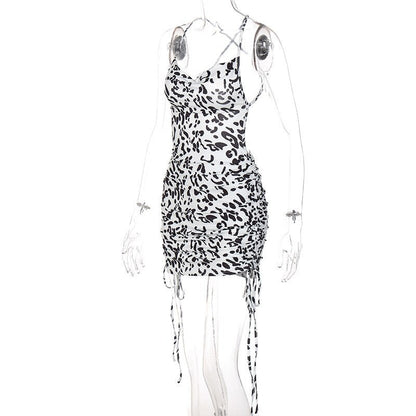 JuliaFashion - 2024 Sexy Zebra Print Spaghetti Strap Night Dress