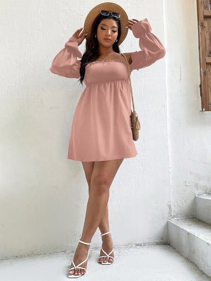 JuliaFashion-Pink Off Shoulder Elegant Tunic Dresses