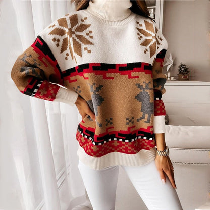 JuliaFashion-Knit Christmas Sweater Women Winter 2024 Pullovers