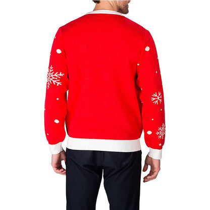 JuliaFashion - 2024 Winter Christmas Adults Sweater Snowflake Elk Print Crew Neck Long Sleeve Knitwear