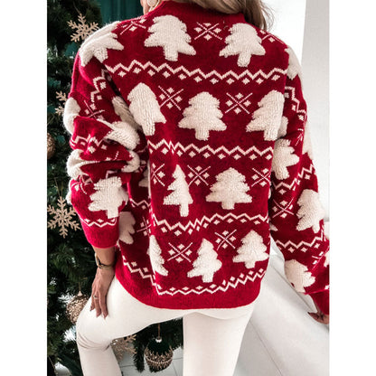 JuliaFashion-2024 Women Clothes Christmas Sweater O Neck Knitted Pullover