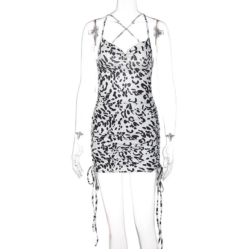 JuliaFashion - 2024 Sexy Zebra Print Spaghetti Strap Night Dress