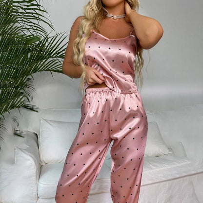 JuliaFashion-Floral Printed Sleeveless Tops With Long Pants Pajama Suit