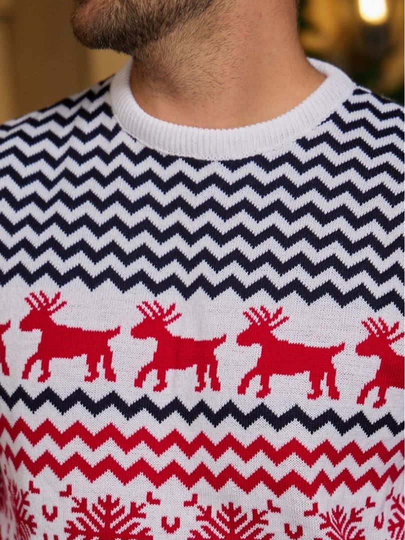 JuliaFashion-2024 New Year's Clothes Women Men Matching Sweaters Christmas Family Couples Jumpers