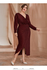 JuliaFashion-Glitter Fitted Deep V-Neck Front Fork Party Dresses
