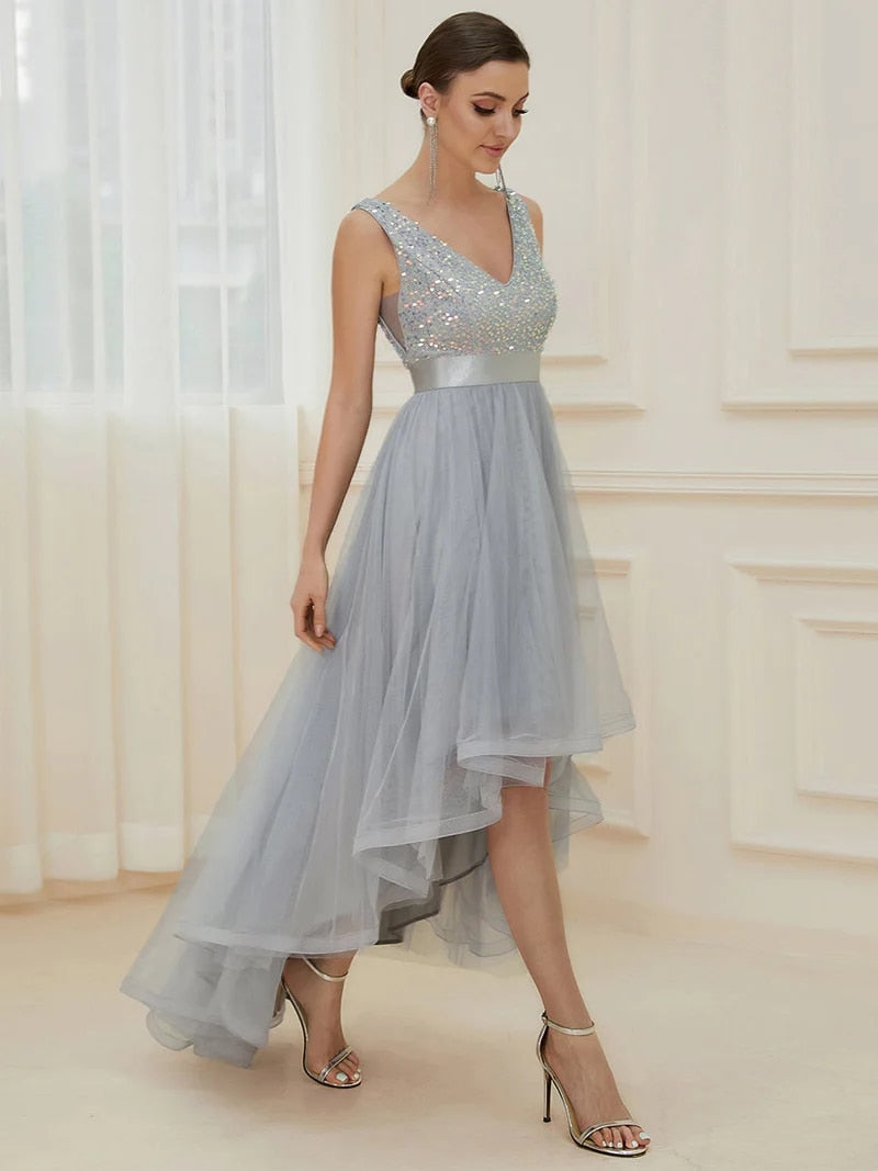 JuliaFashion - 2024 V-Neck Sleeveless Sequin Floor Length Dress