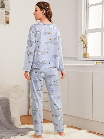 JuliaFashion - 2024 Soft Cute Cartoon Pajamas Set