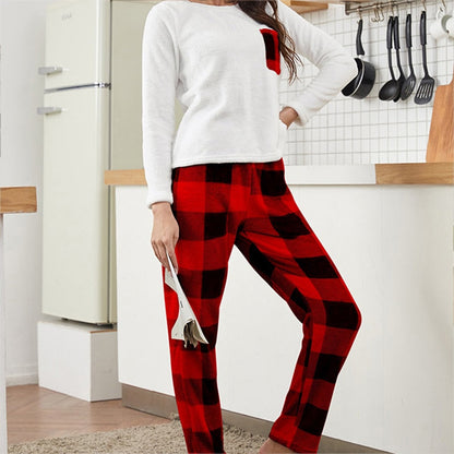 JuliaFashion - 2024 Warm Flannel Cute Print Pajama Set