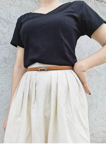 JuliaFashion-Luxury Brand Small Belt with Sweater Shirt