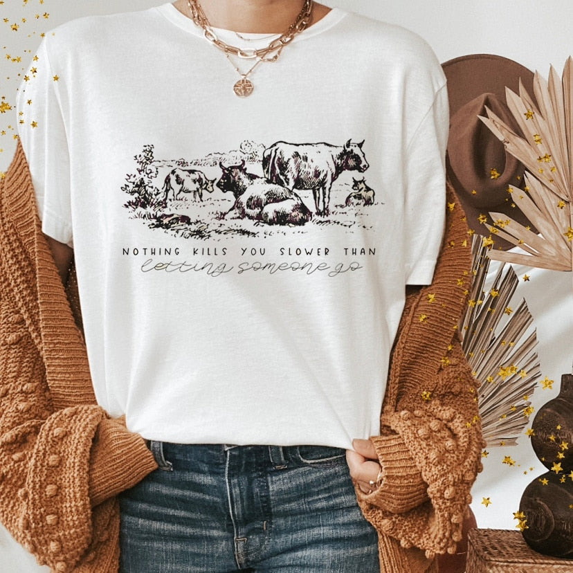 JuliaFashion - 2024 Western Shirts Boho Cow Skull Shirt with Leopard Print Short Sleeve