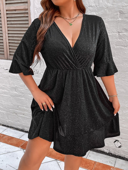 JuliaFashion-Chubby Half Sleeve V-Neck Elegant Party Dresses