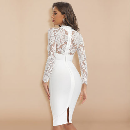 JuliaFashion-Lace Bandage Bodycon Elegant Dress