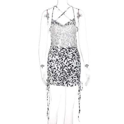 JuliaFashion - 2024 Sexy Zebra Print Spaghetti Strap Night Dress