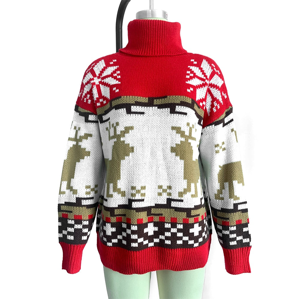 JuliaFashion-Knit Christmas Sweater Women Winter 2024 Pullovers