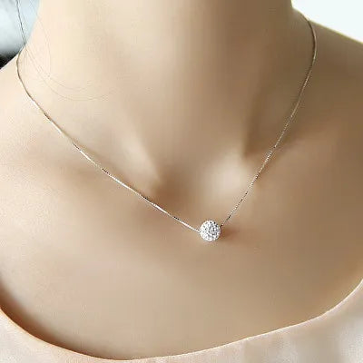 JuliaFashion-Elegant Crystal Ball Short Silver Necklace