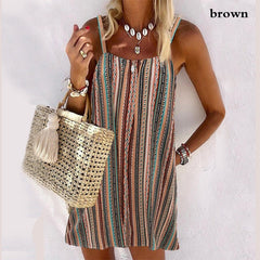JuliaFashion - 2024 Summer Women'S Fashion Spaghetti Straps Mini Striped Dresses Camisole
