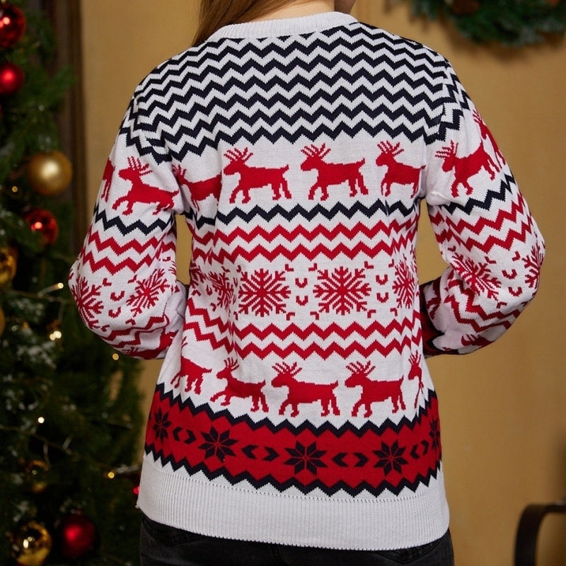 JuliaFashion-2024 New Year's Clothes Women Men Matching Sweaters Christmas Family Couples Jumpers