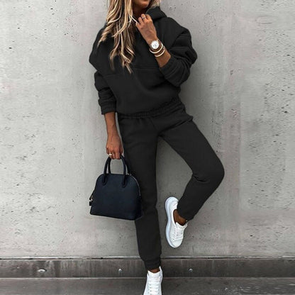 JuliaFashion-2 Piece Set Tracksuit Hooded Pants Suit