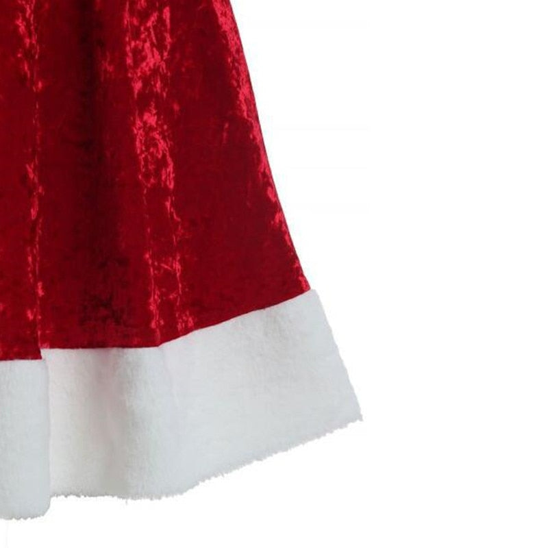 JuliaFashion-New Year Santa Costume Women Long Sleeve Round Neck Christmas Party Dresses