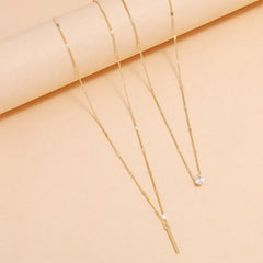 JuliaFashion-Crystal Geometric Multilayered Necklace