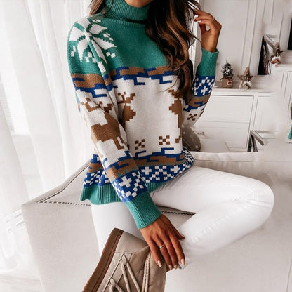 JuliaFashion-Knit Christmas Sweater Women Winter 2024 Pullovers