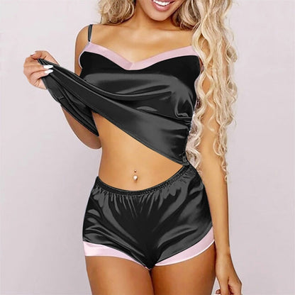 JuliaFashion-Mujer Strap Sleeveless Sexy Sleepwear Suit