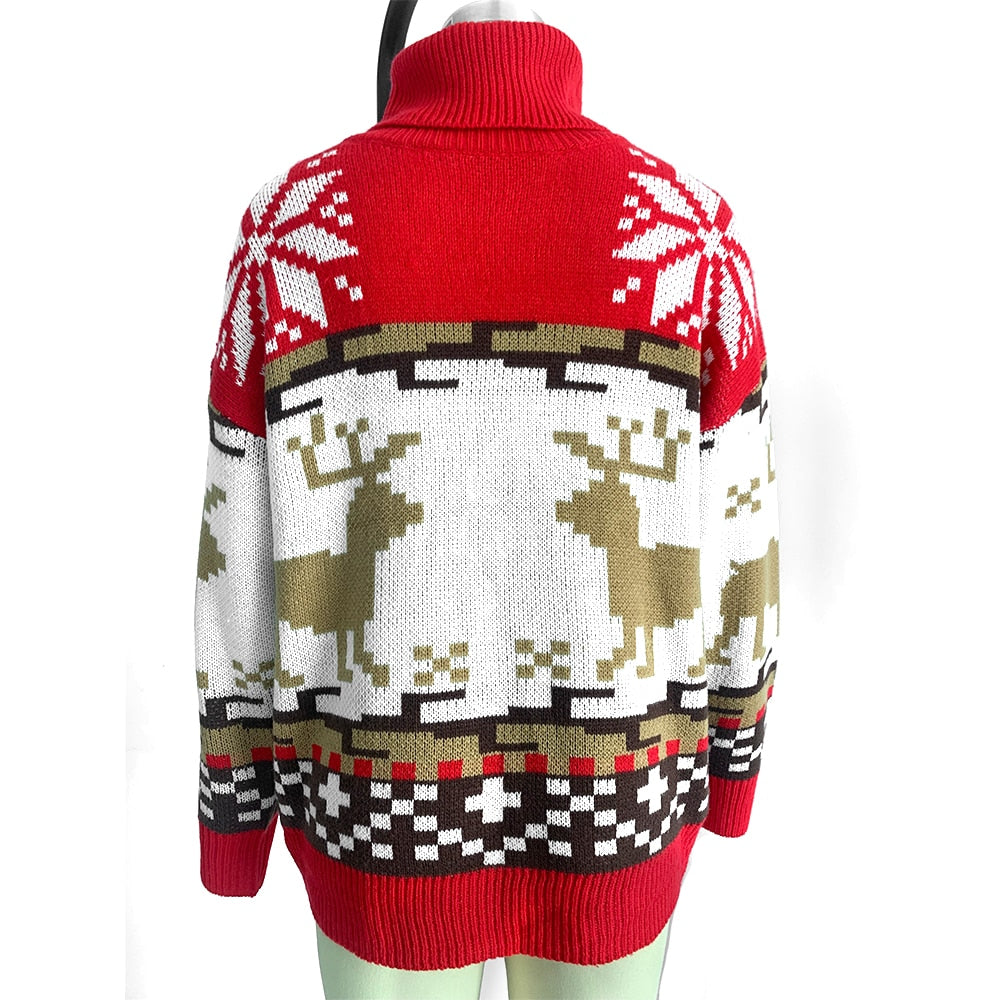 JuliaFashion-Knit Christmas Sweater Women Winter 2024 Pullovers