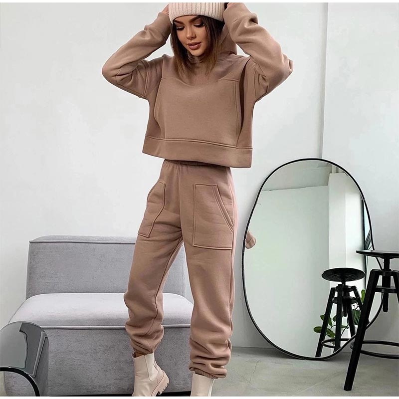 JuliaFashion-Casual Solid Loose Sportswear 2 Piece Set