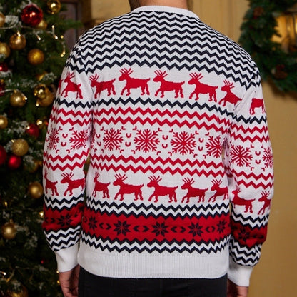 JuliaFashion-2024 New Year's Clothes Women Men Matching Sweaters Christmas Family Couples Jumpers