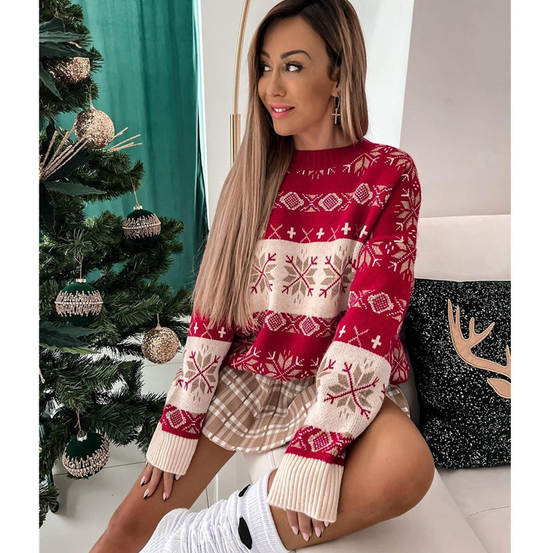 JuliaFashion-2024 New Women Winter Christmas Sweater Ladies Knitted Jumper Pullover