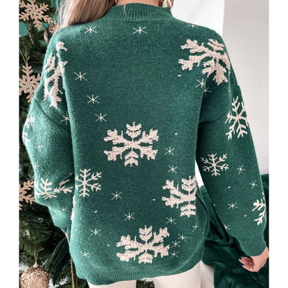 JuliaFashion - 2024 Women Sweater Christmas Knitted Long Sleeve Jumper Round Neck Pullover