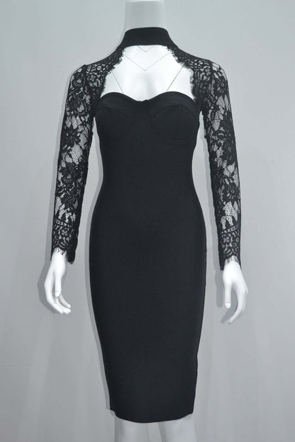 JuliaFashion-Lace Bandage Bodycon Elegant Dress