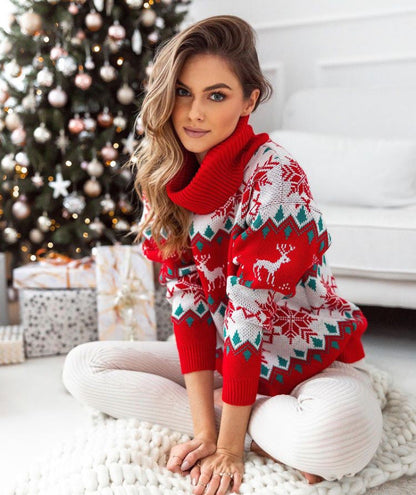 JuliaFashion - 2024 Turtleneck Women Christmas Sweater Streetwear Autumn Winter Pullovers