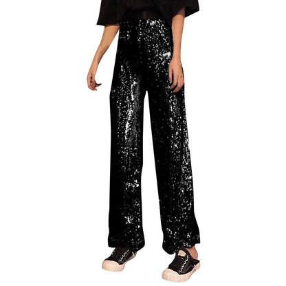 JuliaFashion-Elegant High Waisted Sequin Party Pants