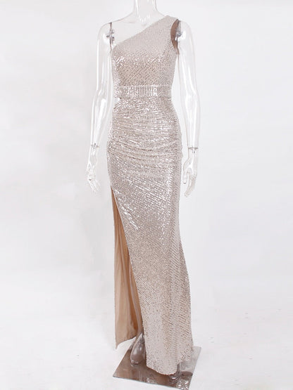 JuliaFashion - 2024 Sexy Silver Hollow Out Sequin Cocktail Dress