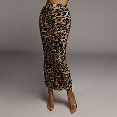 JuliaFashion-Leopard Print Bodycon Pencil Skirt