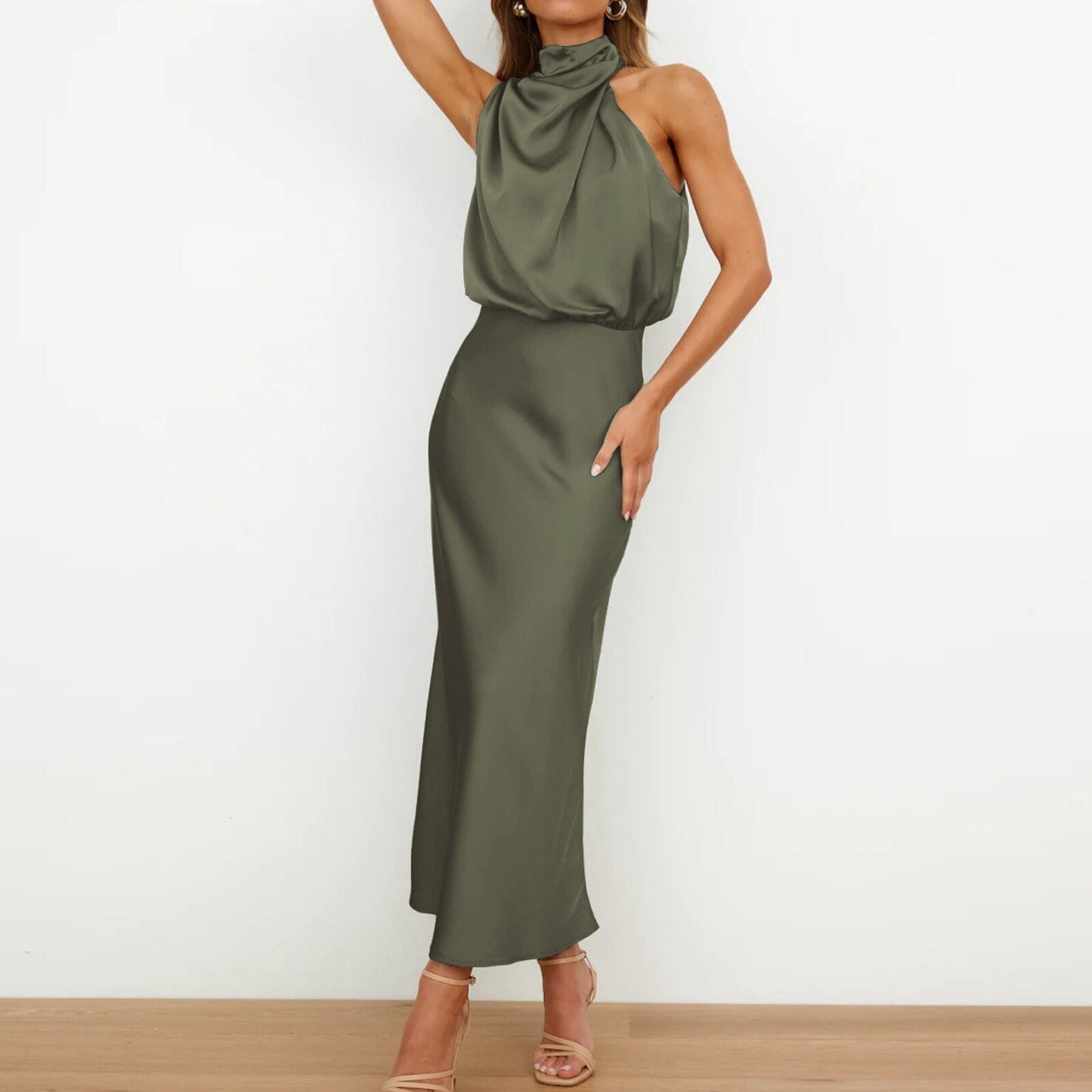 JuliaFashion-Fashion Halter Cocktail Party Maxi Dress