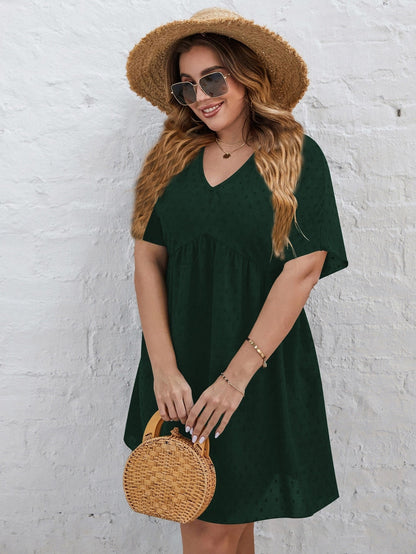 JuliaFashion - 2024 V-Neck A Line Cotton Casual Loose Midi Tunic Dresses